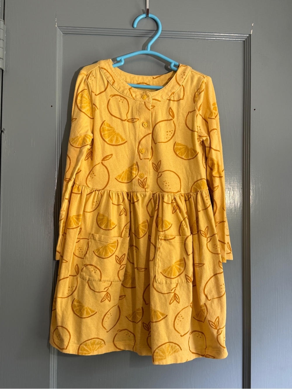 Carter's Yellow Lemon Print Long Sleeve Dress